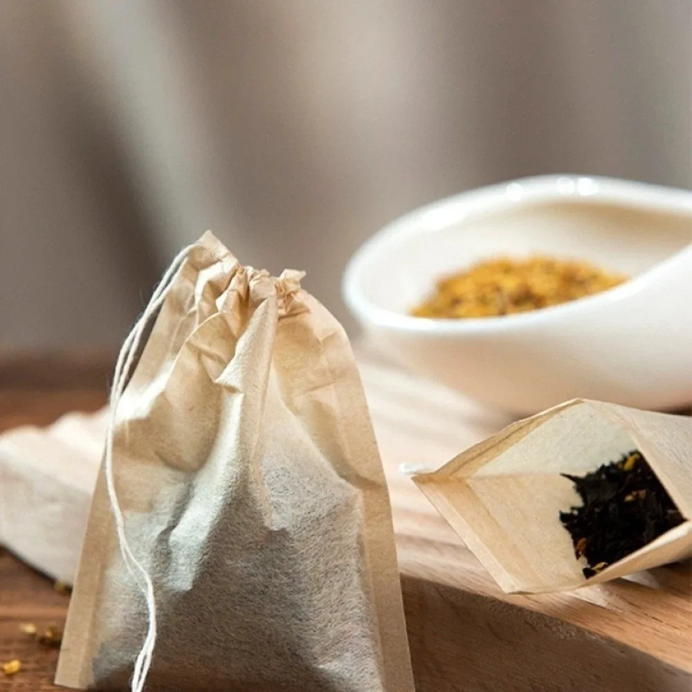 100 pieces/set Natural Filter Paper Tea Bag Multi Functional Empty Drawstring Teabags Household Tea Filter Bags Loose Leaf Tea