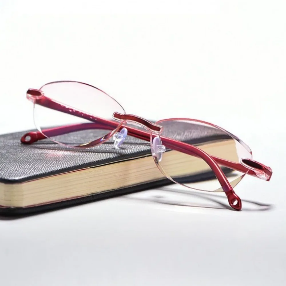 Rahmenlose Lesebrille für Damen, bifokal, weit und nah, blaues Licht blockierende Dioptrien +1,0 +1,5 +2,0 +2,5 +3,0 +3,5 +4,0 – Detail 1