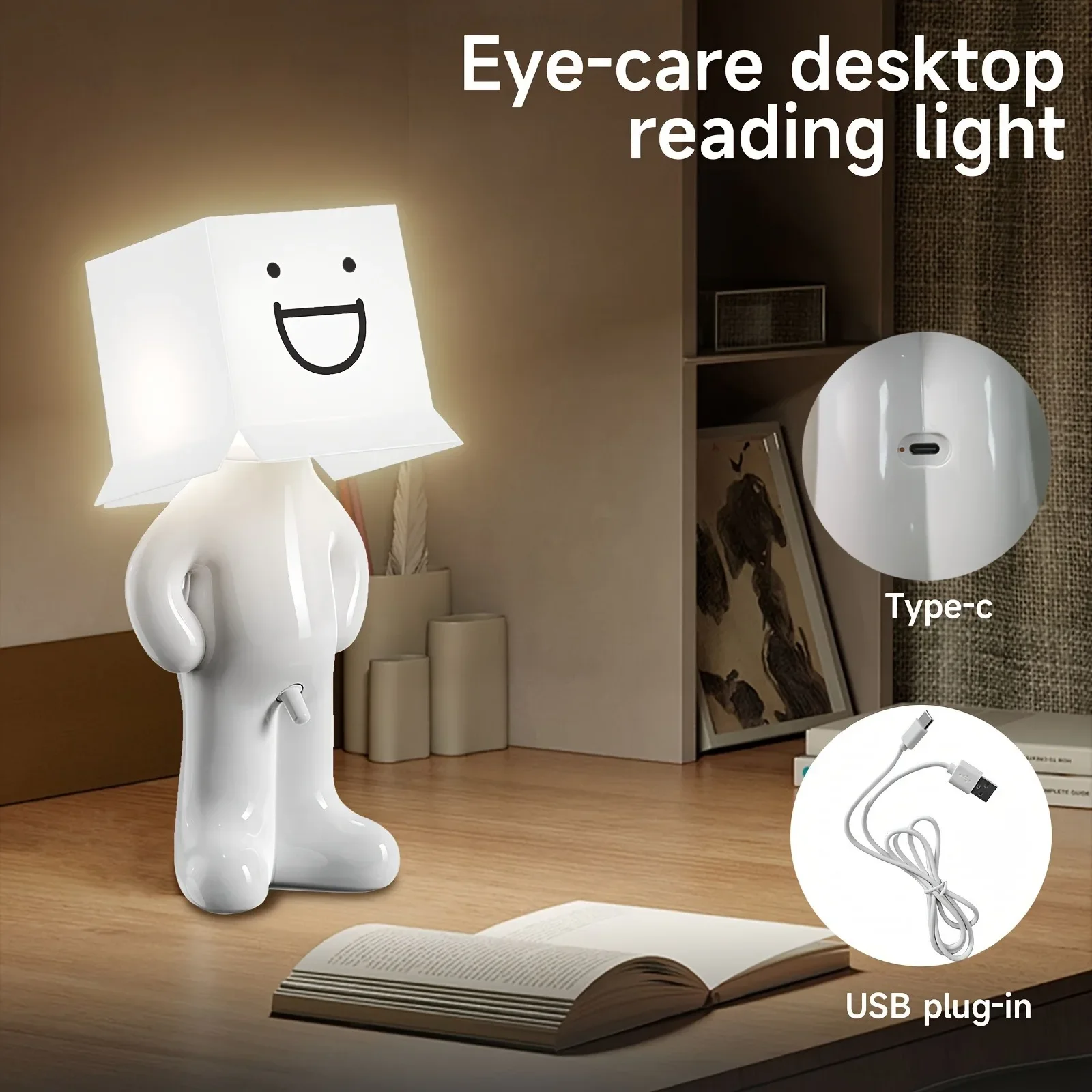 

Table Lamp USB Plug Claeted Naughty Boy Creative Unique LED Pleats Reading Lighting Bedroom Bedside Night Light Children's Gift