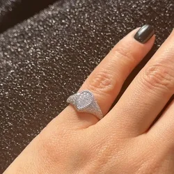 Micro Paved CZ Sparking Heart Tear Drop Little Pinky Finger Rings Open #4 Geometric Classic Jewelry High Quality