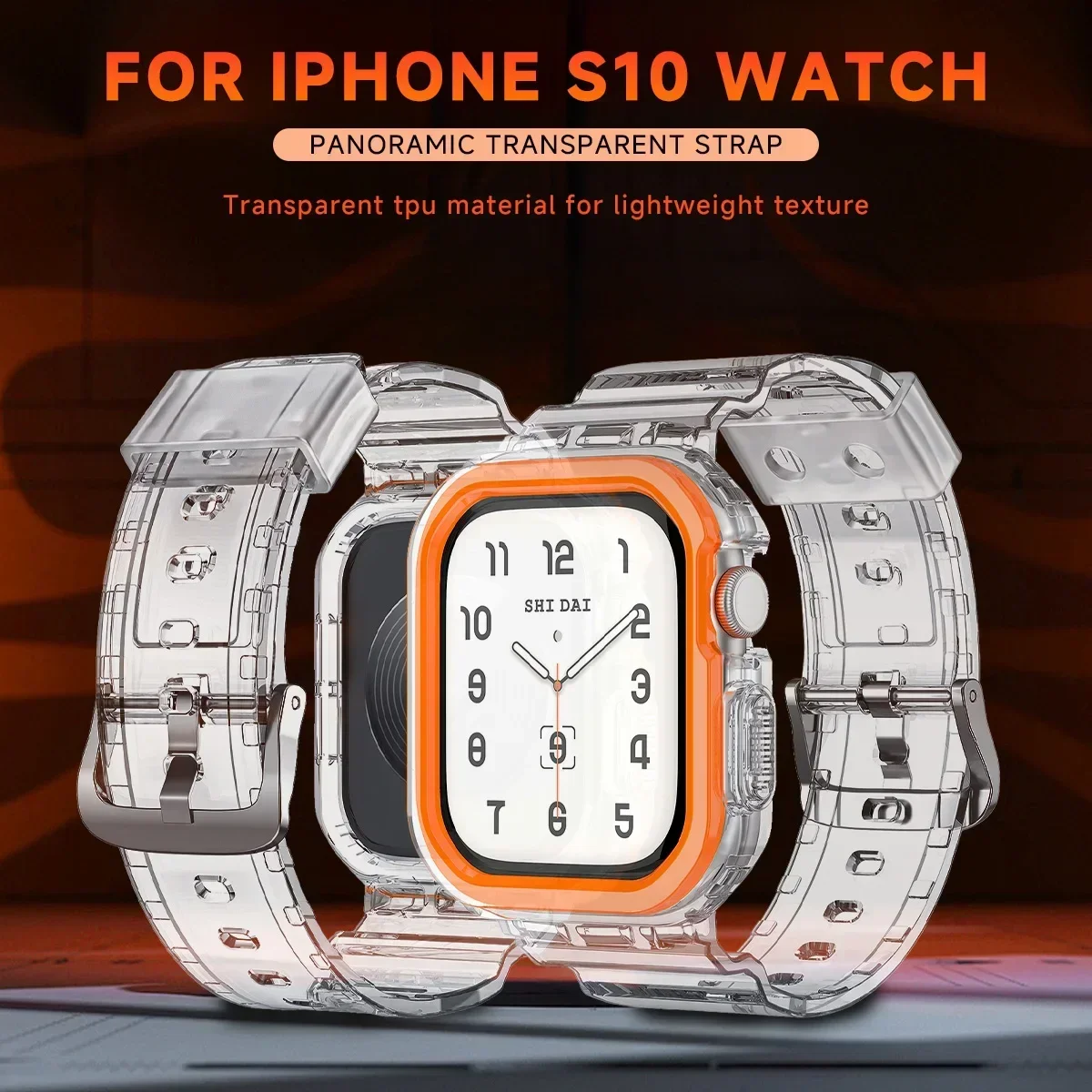 Przezroczysty zestaw modyfikacji do Apple Watch Series 10 42 mm 46 mm pasek + etui do IWatch Series10 42/46 mm silikonowy pasek ochronny