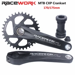 RACEWORK MTB Crankset 170/175mm Mountain Bike Crank Narrow Wide Chainring 32/34/36/38T 11/12S Bicycle Crankset Sprocket For GXP