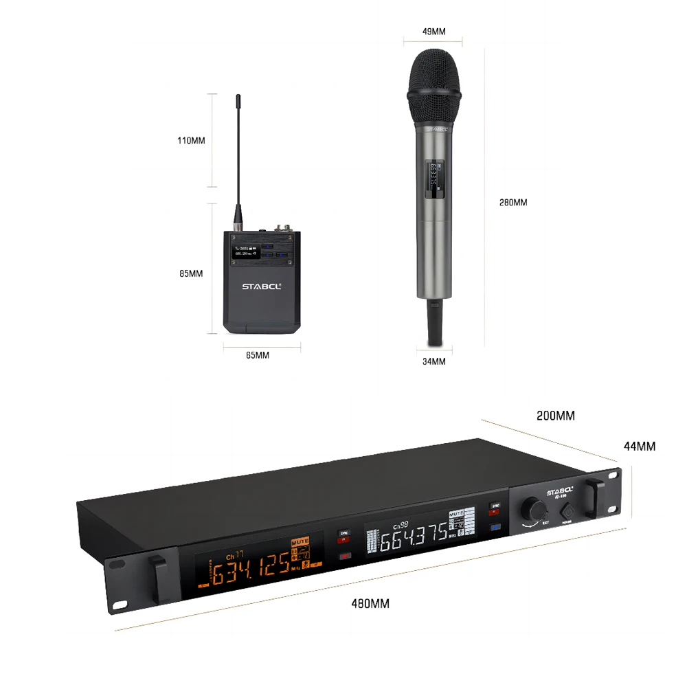 ST-990 Профессиональный беспроводной UHF-микрофон True Diversity 800-1500M Двухканальный приемный микрофон дальнего действия для сцены KTV Церковное использование