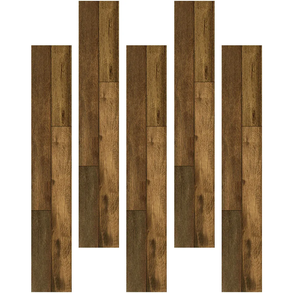 

5Pcs Wood Grain Floor Stickers PVC Self Adhesive Planks Detachable Tiles Peel Stick Bedroom Living Room Study Home Decoration