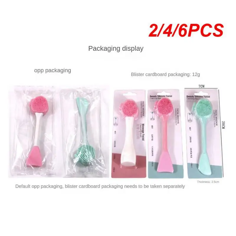 2/4/6PCS Silicone  Brush Dual-purpose Multifunctional Long Rod Food Grade Silicone Facial Care Film Adjustment Stick Portable