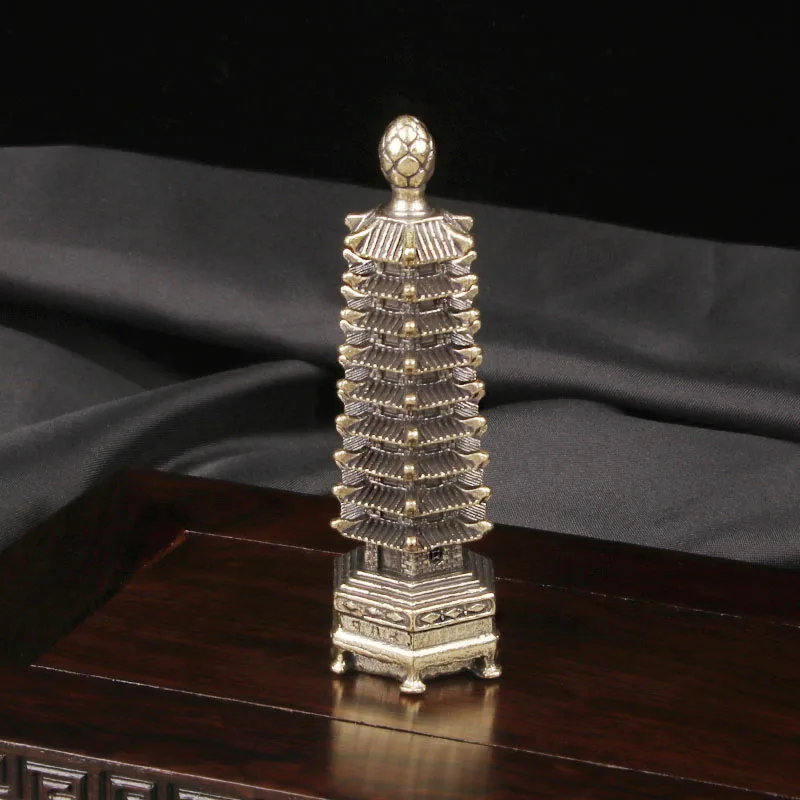 Brass Wenchang Pagoda Desktop Ornaments Copper Carvings Pagoda Crafts Copper Ornaments Home Decor Items