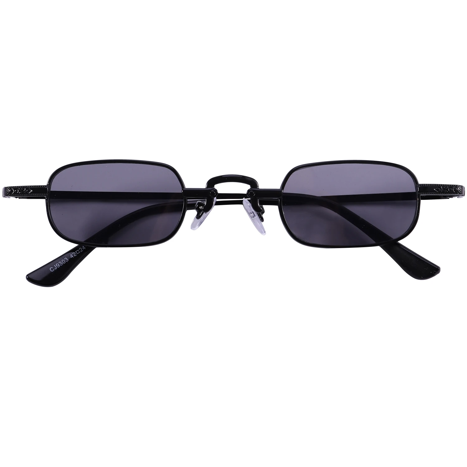 Lunettes de soleil rétro punk pour femmes, lunettes carrées transparentes, monture en métal, noir et gris noir