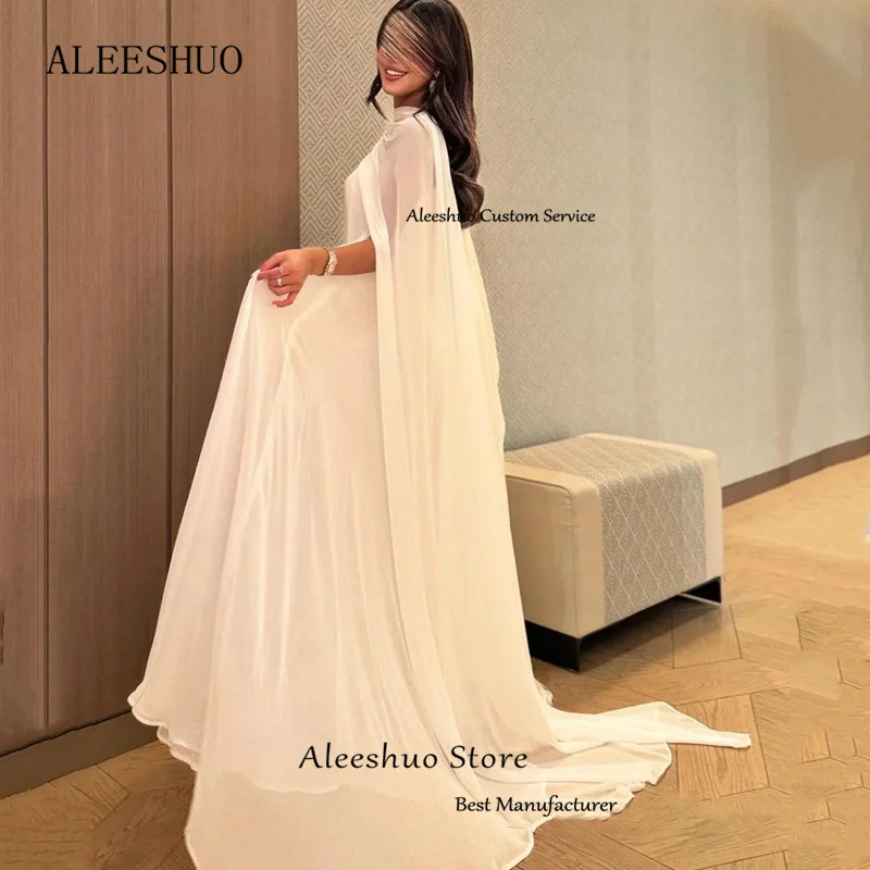 Aleeshuo Elegant Chiffon A-Line Prom Dress Pleated Sleeveless Illusion Strapless Evening Dress Floor-Length Dress Customized