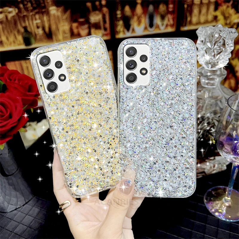 A 52 32 72 53 33 23 Star Glitter Silicone Case For Samsung Galaxy A52 A32 A72 A13 A23 A33 A53 A73 4g 5g A51 A71 Soft Back Cover