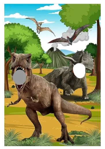 Dinosaur T-Rex Jungle Trees Backdrop Face In Hole Pretend Play Baby Portrait Photography Birthday Party Decor Custom Backgrounds