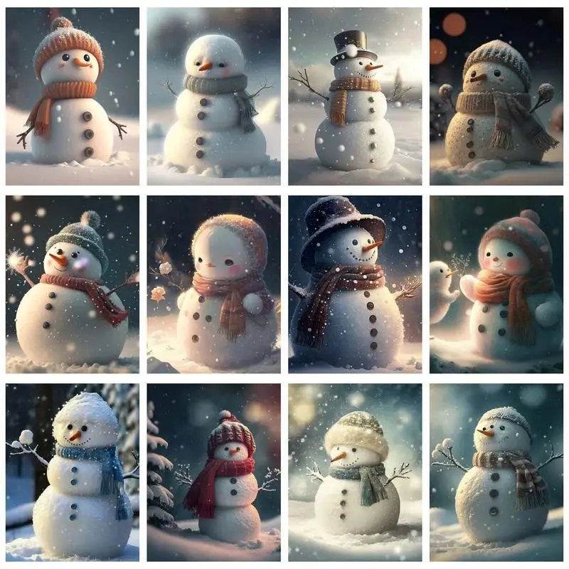 

CHENISTORY Pictures By Number Snowman Kits Home Decor DIY Painting By Numbers Drawing On Canvas HandPainted Art Gift