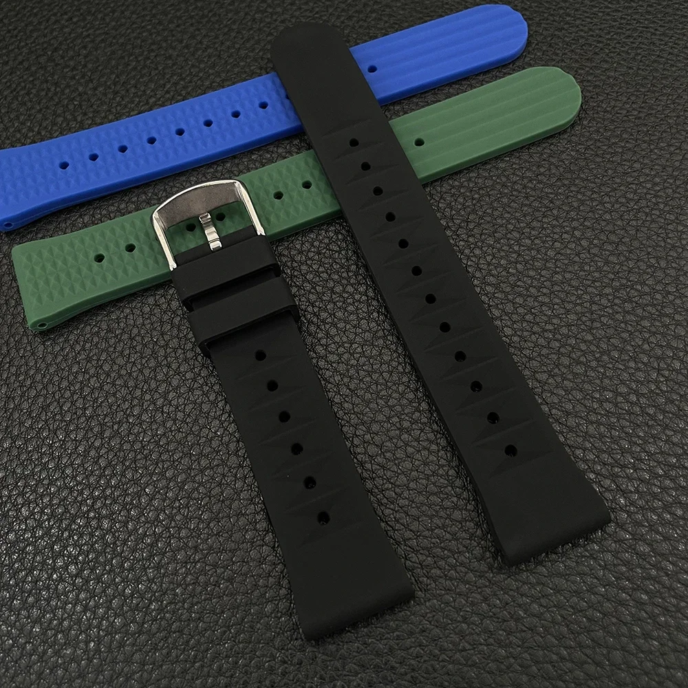 STEELDIVE Silicone Strap Waffle Strap Black/Green/Blue 20MM/22MM Width Classic Strap