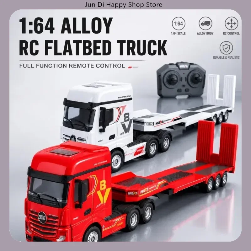 HUINA 9900 1/64 12CH Mini Alloy Flatbed Tractor Truck 2.4G Electric Engineering Trailer Vehicle Model Remote Control RC Car