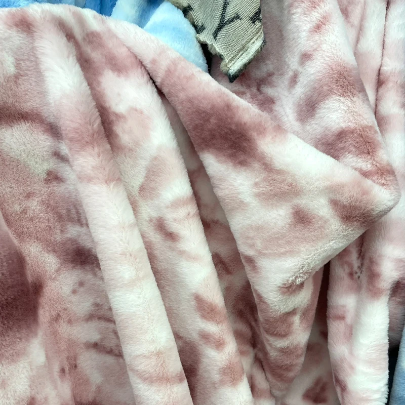 

45*160CM Plush Fabric Thicken 1cm Imitation Rabbit Fur Tie Dye Gradient Ink Color Rainbow Wool Handmade Diy Sewing Doll Clothing