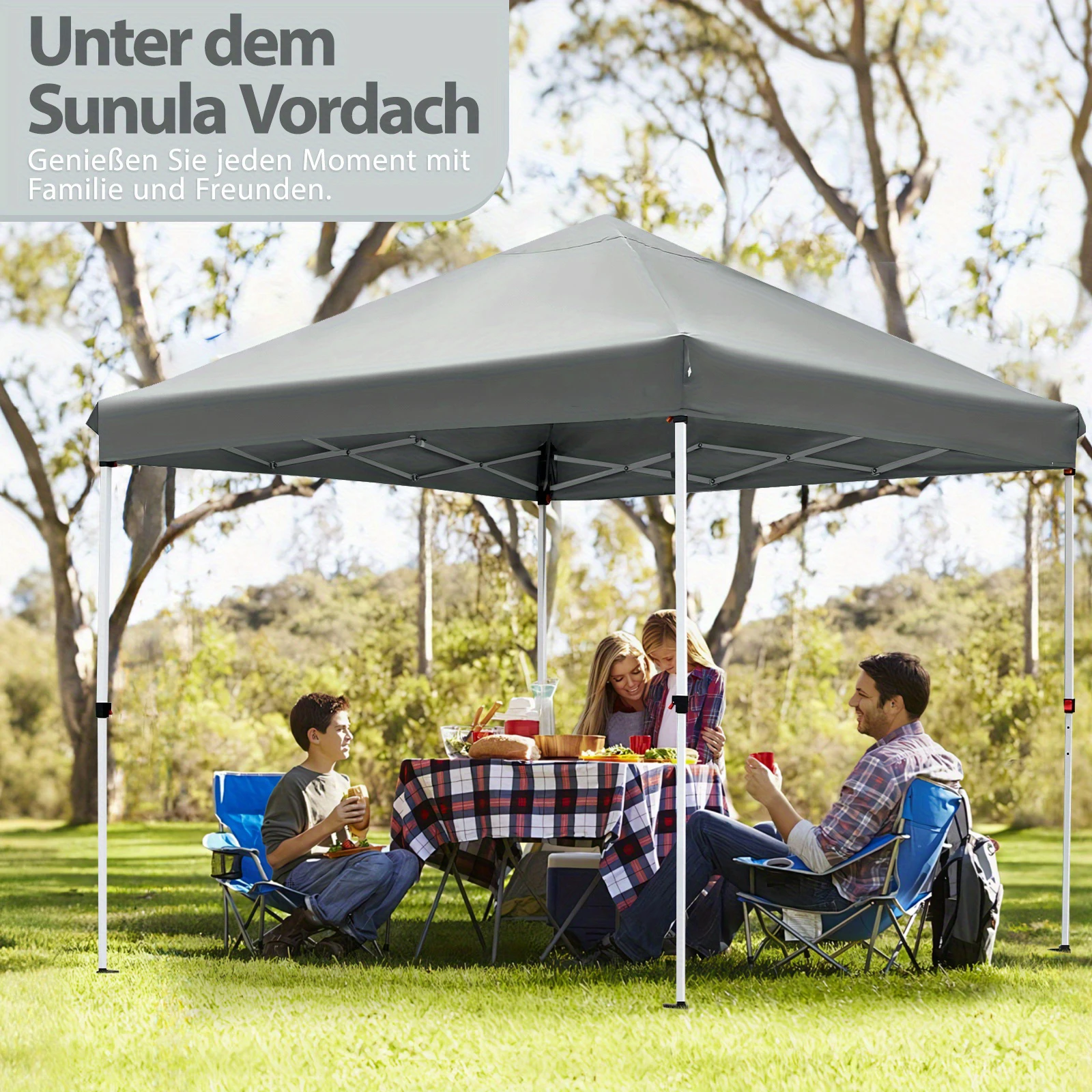 Carpa Plegable de un Clic, Estable y Resistente al Invierno, 3x3m, con Tubos Reforzados, Carpa de Fiesta Plegable que Ahorra Espacio para Camping, Festivales y Fiestas en el Jardín