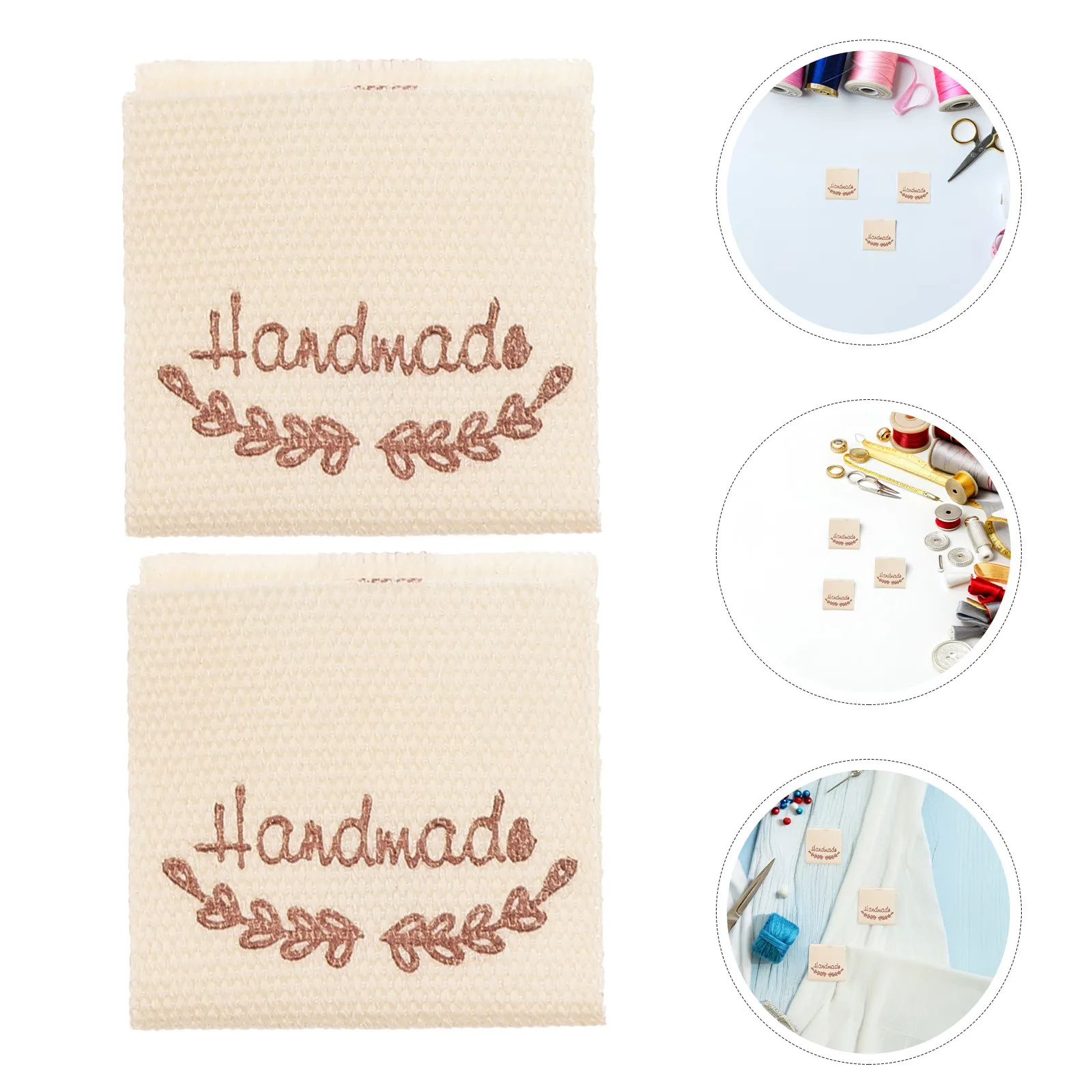

50Pcs Handmade Cotton Cloth Labels Embroidered Sewing Tags for Handmade Garment Bags Clothes Sewing Essentials Washable