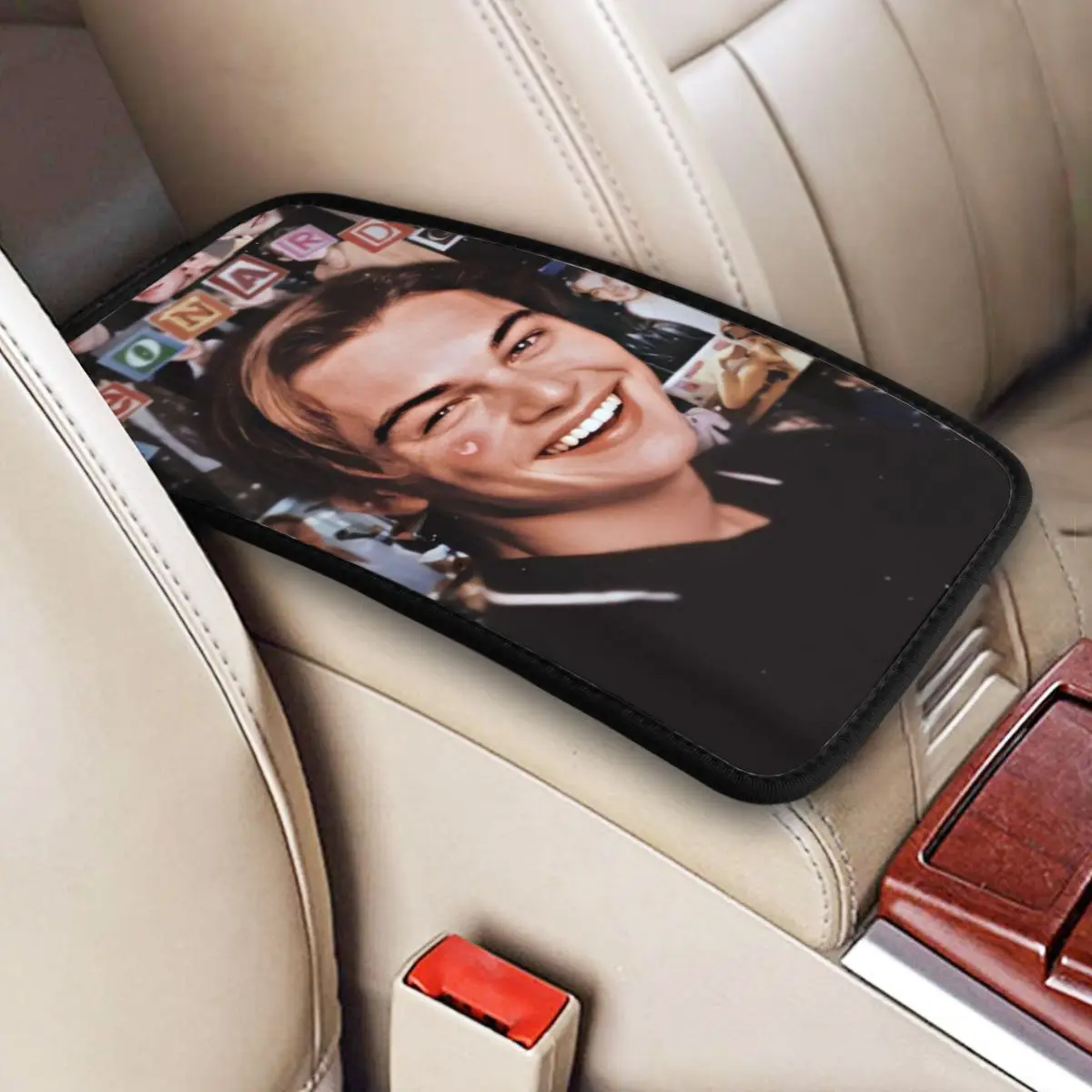 Car Armrest Cover Mat Leonardo Dicaprio Center Console Cover Pad Automobiles Armrest Pad Auto Styling Interior Accessories