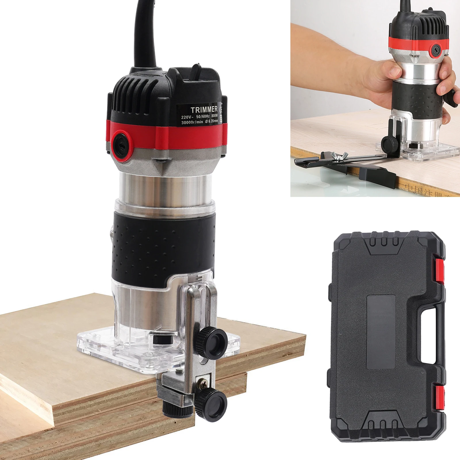 

6.35mm 1/4" Router Electric Hand Trimmer Edge Wood Router 800W