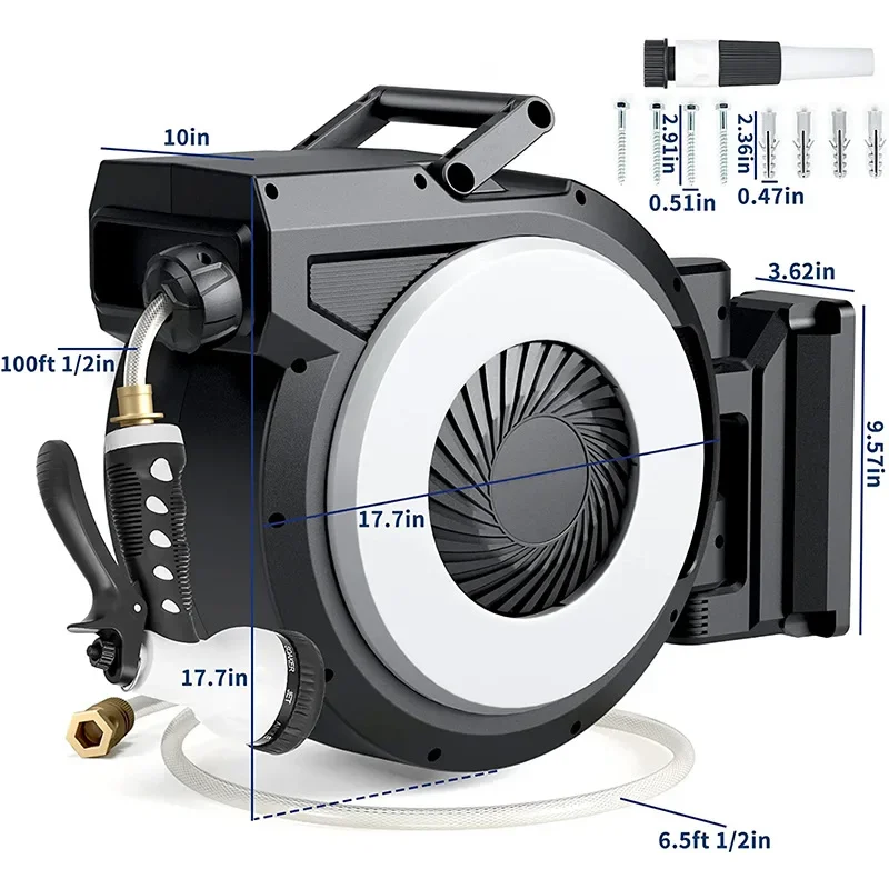 

DD2951 Smooth Automatic Rewind Lock Hose Durable Wall Mounted Retractable Garden Hose Reel