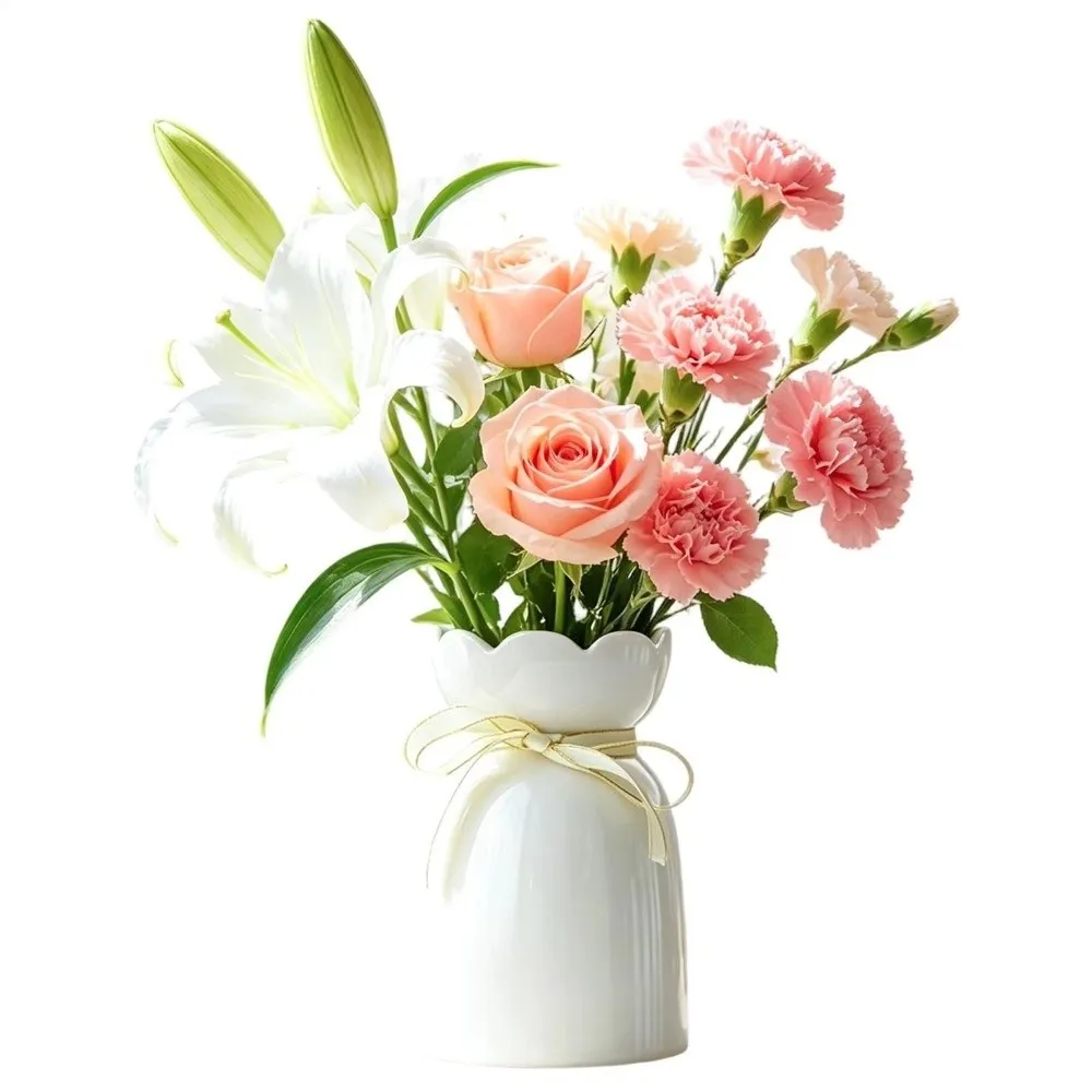 

Elegant Ceramic Vase INS Bowknot Design White Flower Vase Creative Simple Decorative Bottles Restaurant Centerpiece