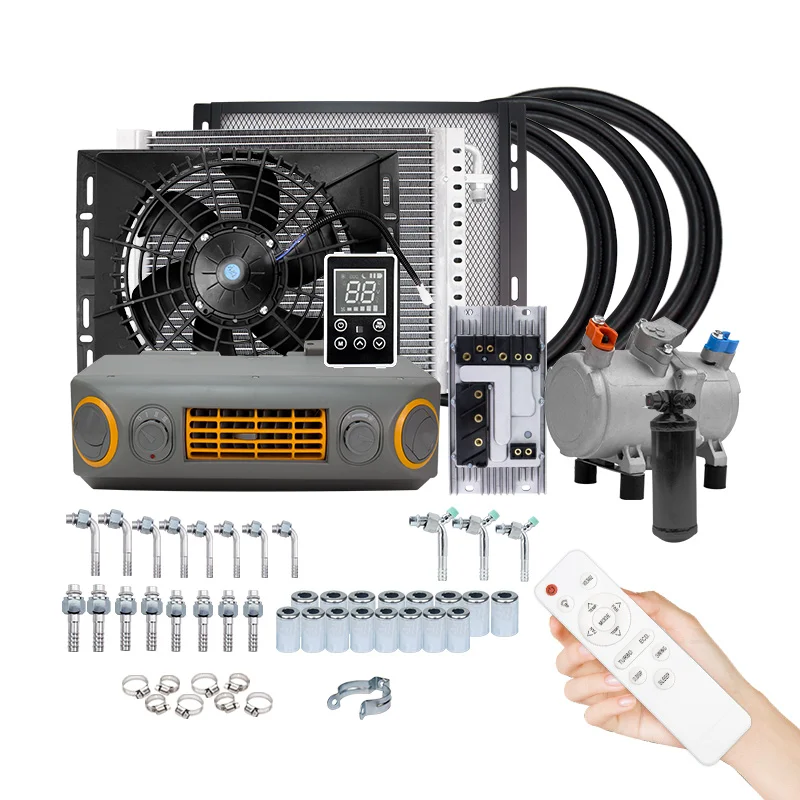 Universal Auto Electric Air Conditioning Compressor 12V 24V evaporator for Car Van Street Rod Hot Classic A/C Masturbation Cool