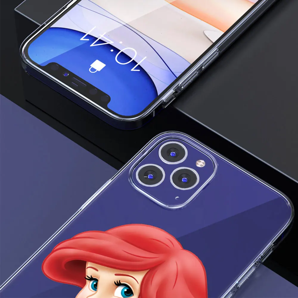 Disney Princess Ariel Case for Apple iPhone 11 13 14 12 15 Pro Max XR 7 8 Plus X XS Transparent Soft Silicone Phone Cover Coque