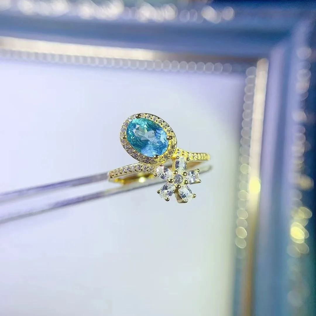 

KJJEAXCMY High End Women's Ring Natural Apatite S925 Silver with Electroplating Boasting High Clarity Full Brilliance Gift