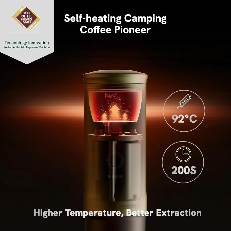 Máquina de café expreso eléctrica portátil Nano, cafetera de viaje para Camping, cafetera para coche, autocalentamiento con USBC con café molido