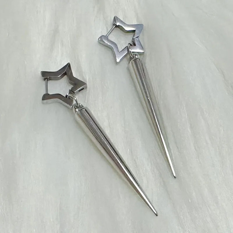 Punk Charms Rivet Star Earrings Korean Fashion Aesthetic Drop Earrings Women Geometric Goth Jewelry Grunge Earrings Accessories