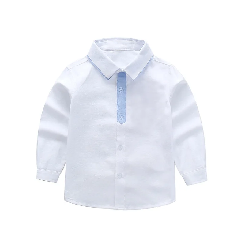 IENENS Kids Boy Shirts Formal Clothes Solid Color 3-11Y Baby Long Sleeve Shirt Spring Tops Tees Shirts Children Cotton Blouse