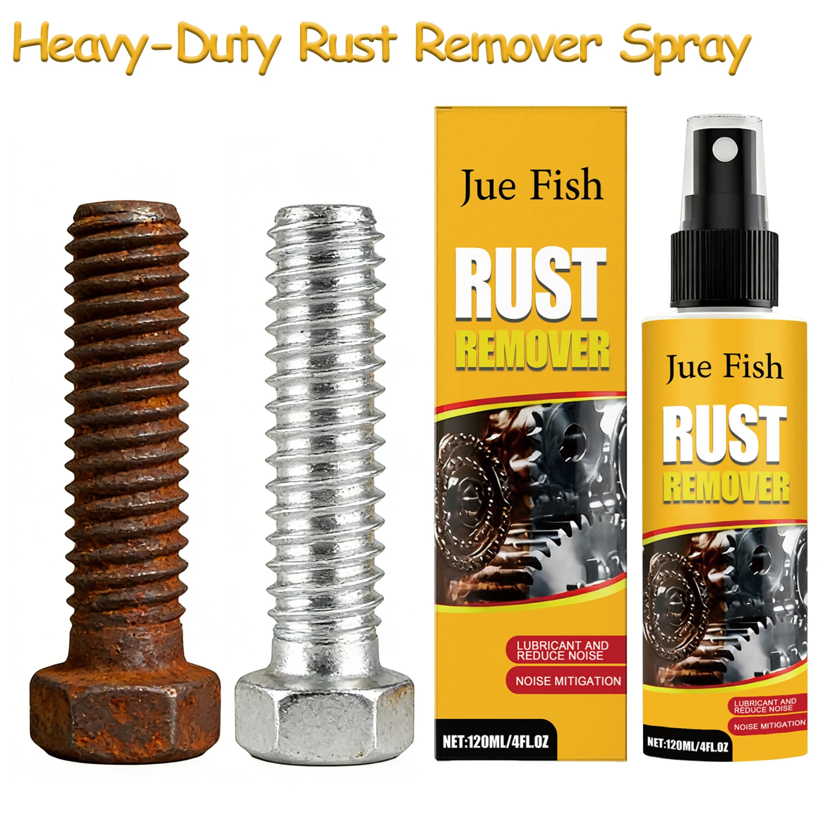 Heavy-Duty Metal Rust Remover Lubricant Spray Multi-Purpose Brake & Chain Degreaser Friction-Reducing Formula with Corrosion