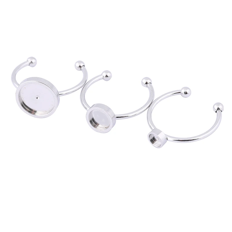 

10pcs Stainless Steel Fit 4mm 6mm 10mm Round Cabochon Ring Base Setting Blanks Diy Fingerring Bezels For Jewelry Making