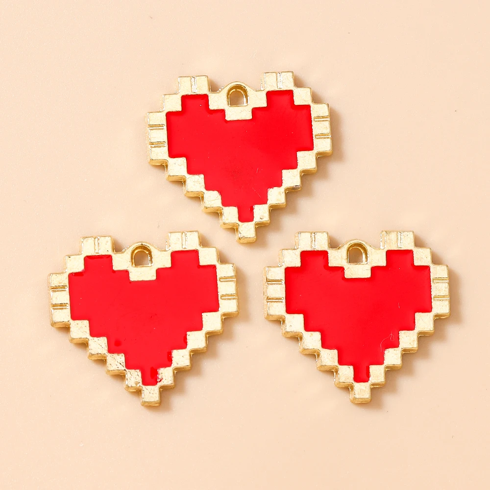 Leslie 20 Stück 20*22mm Bunte Herzanhänger für DIY Schmuckherstellung Zubehör Handgemachte Ohrringe Schlüsselanhänger Halsketten Anhänger – Detail 7