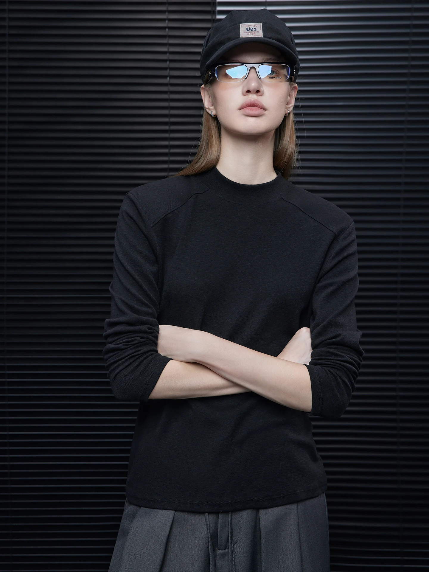 

Свободная женская кофта с длинным рукавом и высоким воротником, повседневная, комфортная, из смесового хлопка, для зимы 2025 года