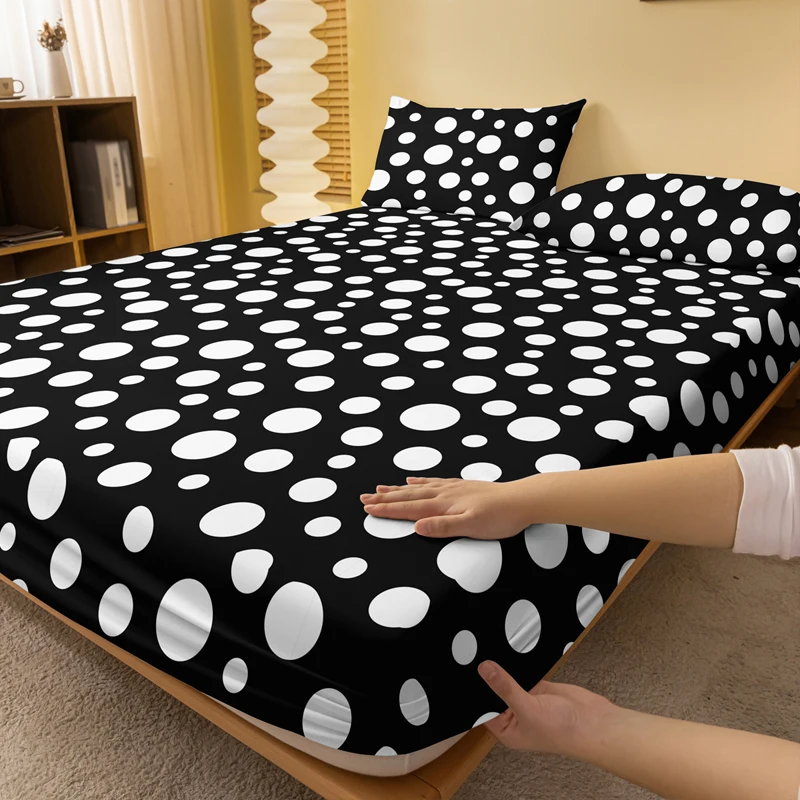 1 Simple Modern Geometric Circle printed matte Fitted Sheet, bedroom printed bed cover, bedding (excluding pillowcases)