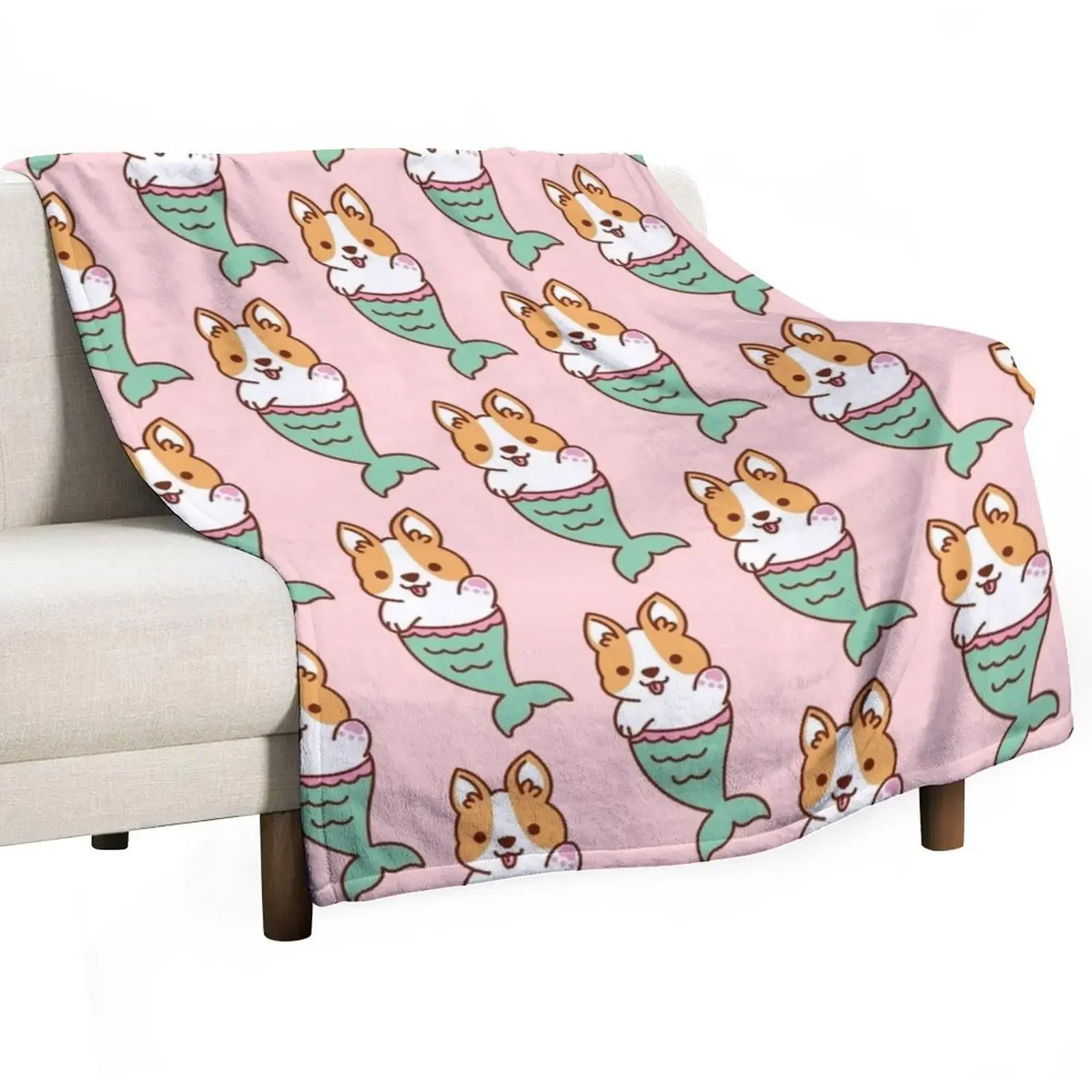 

Mermaid Corgi - Cute Corgi - Cute Mermaid - Cute Dog Throw Blanket Personalized Gift Nap Blankets