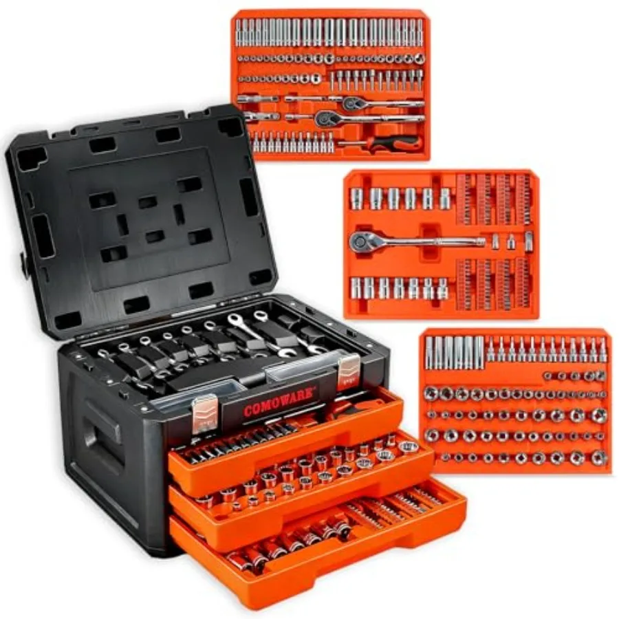 

Набор инструментов COMOWARE Master Mechanic из 320 предметов с кейсом, набор торцевых ключей SAE/метрических 1/4, 3/8, 1/2 дюйма, включая набор трещоток 72T C