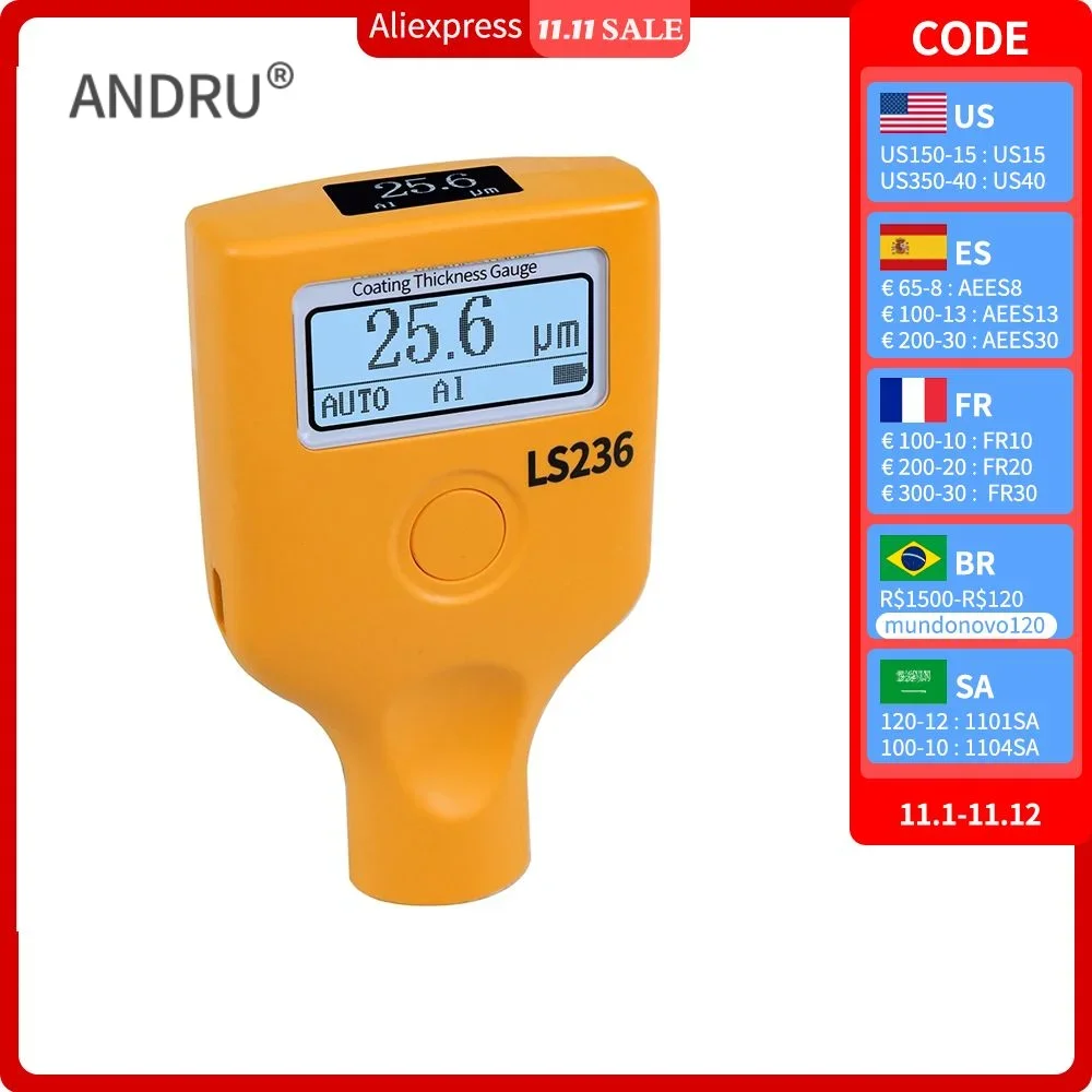 LS236 Coating Thickness Gauge with Bluetooth Car Parts Dry Film Paint   for Aluminum Iron Plastic Substrate