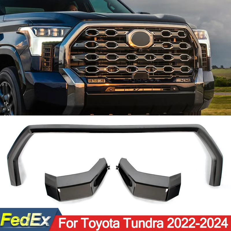 

Grille Surround Trim Molding Replacement For Toyota Tundra 1794 Edition 2022 2023 2024 Smoked Chrome Grille Surround Cover Trims