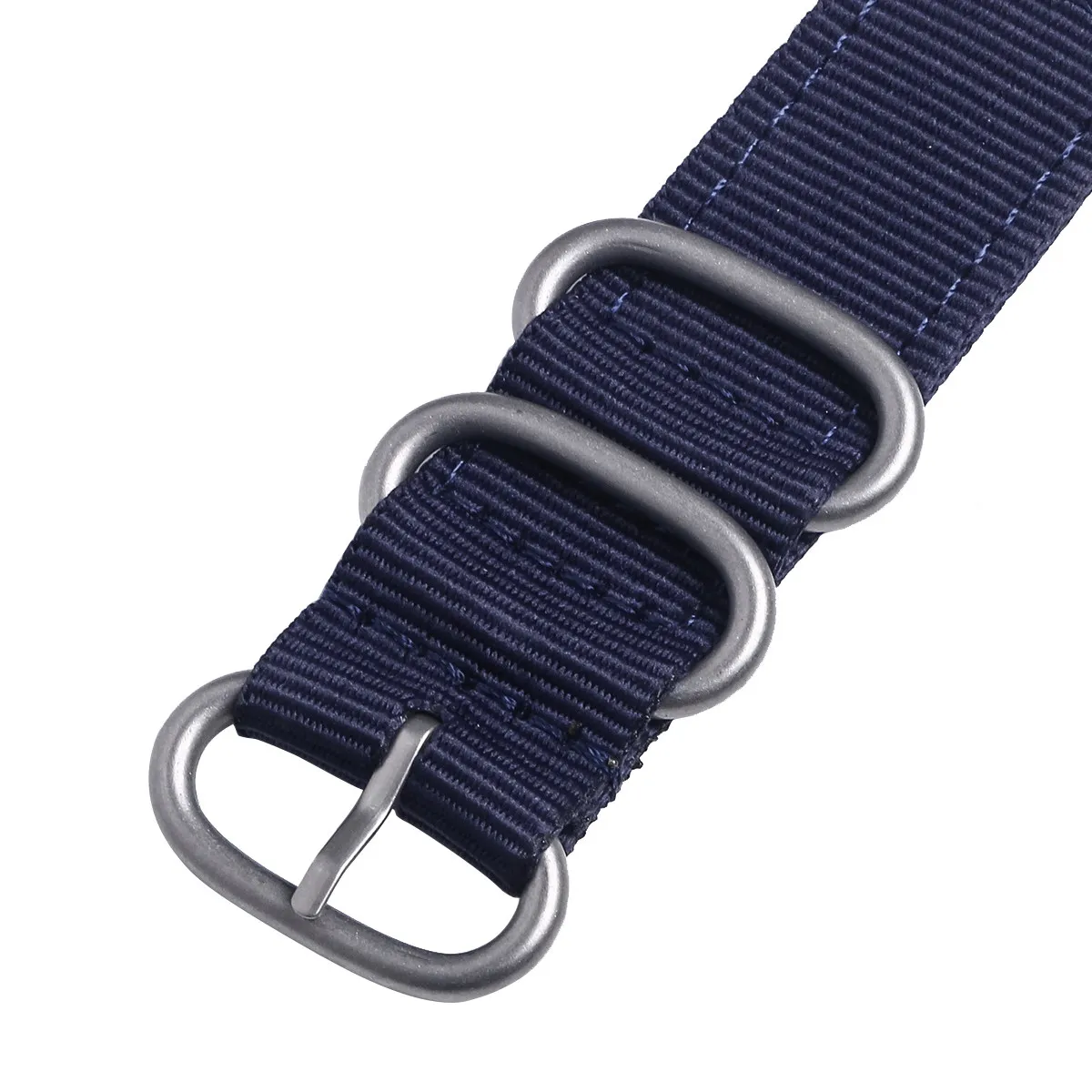 24Mm Nylon Watch Strap Strong Endurance Easy Install Secure Fit Stainless Steel Buckle Stylish Watch Band for Sports Navy Blue