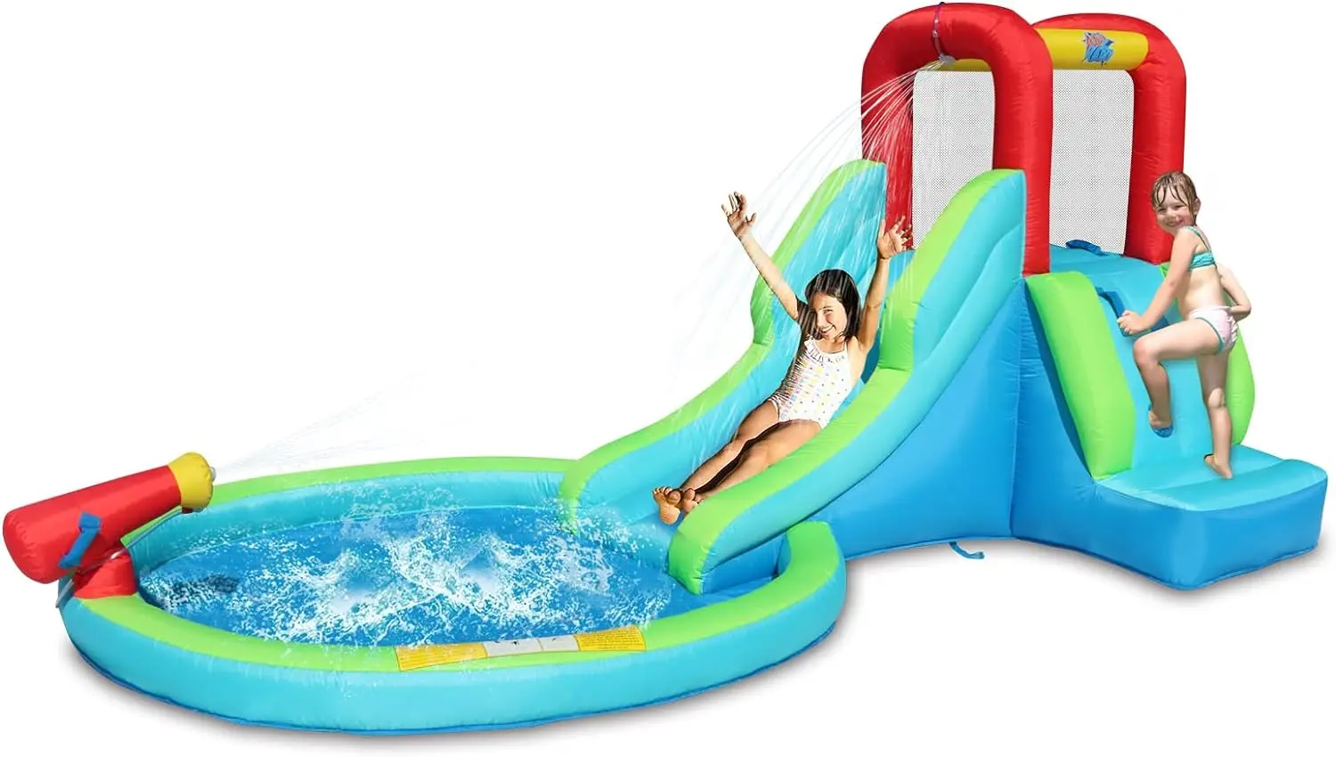 

AIR Inflatable Waterslide, Bounce House with Slide for Wet and Dry, Kids Backyard Waterpark for Summer Fun, Water Gun & S