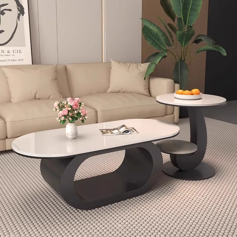 

Rock slab coffee table combination light luxury high-end small apartment living room home simple modern minimalist tea table