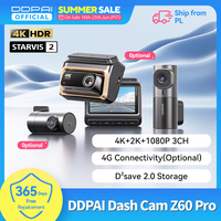2025New DDPAI 4K Dash Cam Z60 Pro Support Front and Rear Interior Car Camera SONY STARVIS2 678 Sensor 5GHz Wi-Fi ADAS 4G Car DVR