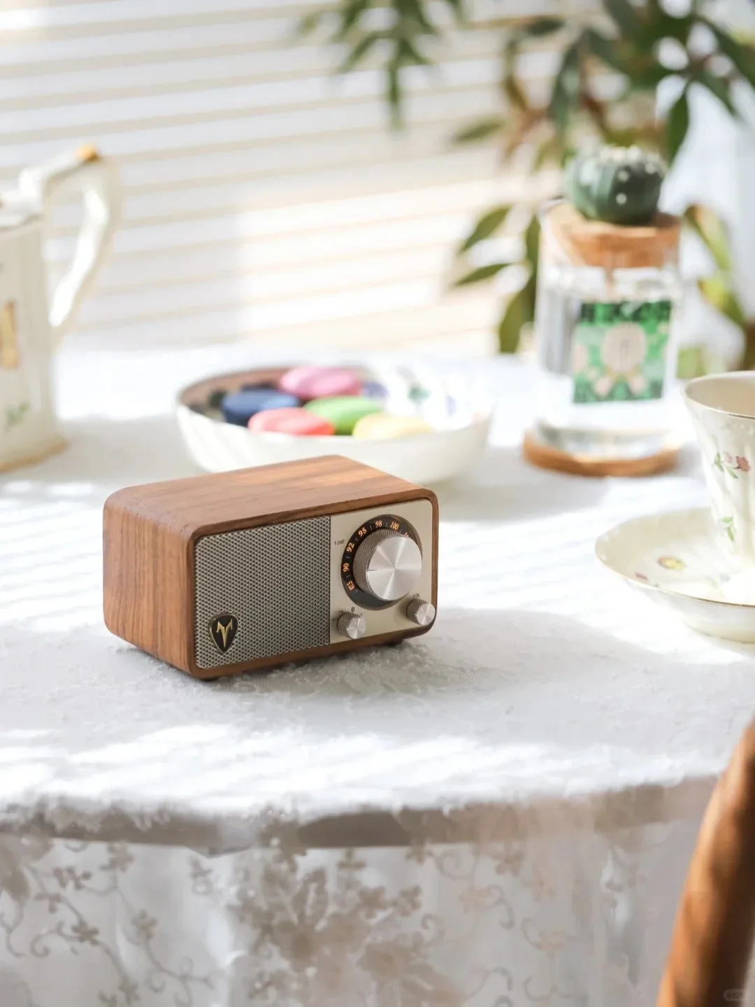 SANGEAN Mozart M1 Walnut Wood Bluetooth Wireless Speaker Retro FM Radio Portable Stereo Subwoofer Wooden Speaker