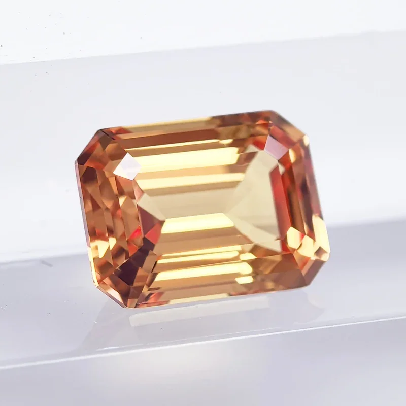 

Emerald Cut Orange Color Lab Grown Sapphire Charms Gemstone DIY Ring Necklace Earrings Main Materials with Certificate