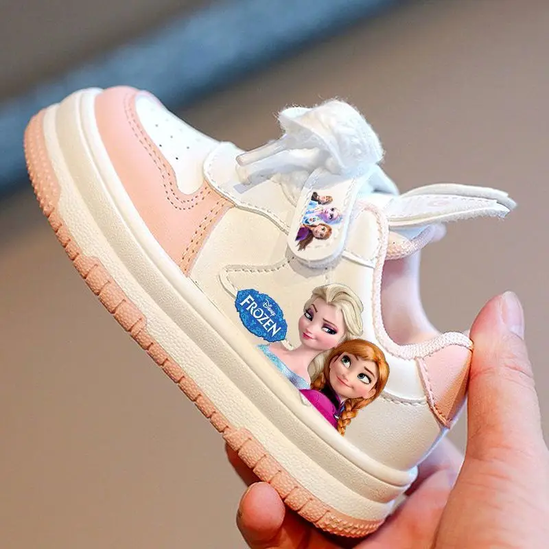 Disney Frozen Children Sneakers For Girls Shoes Autumn Winter Breathable Kids Running Shoes Leather Student Sports Size 22-32