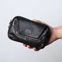 Genuine Leather Mobile Phone Bag For Men Wearing Leather Belt Waist Bag Multifunctional Horizontal Mobile Phone Bag Cowhide Bag