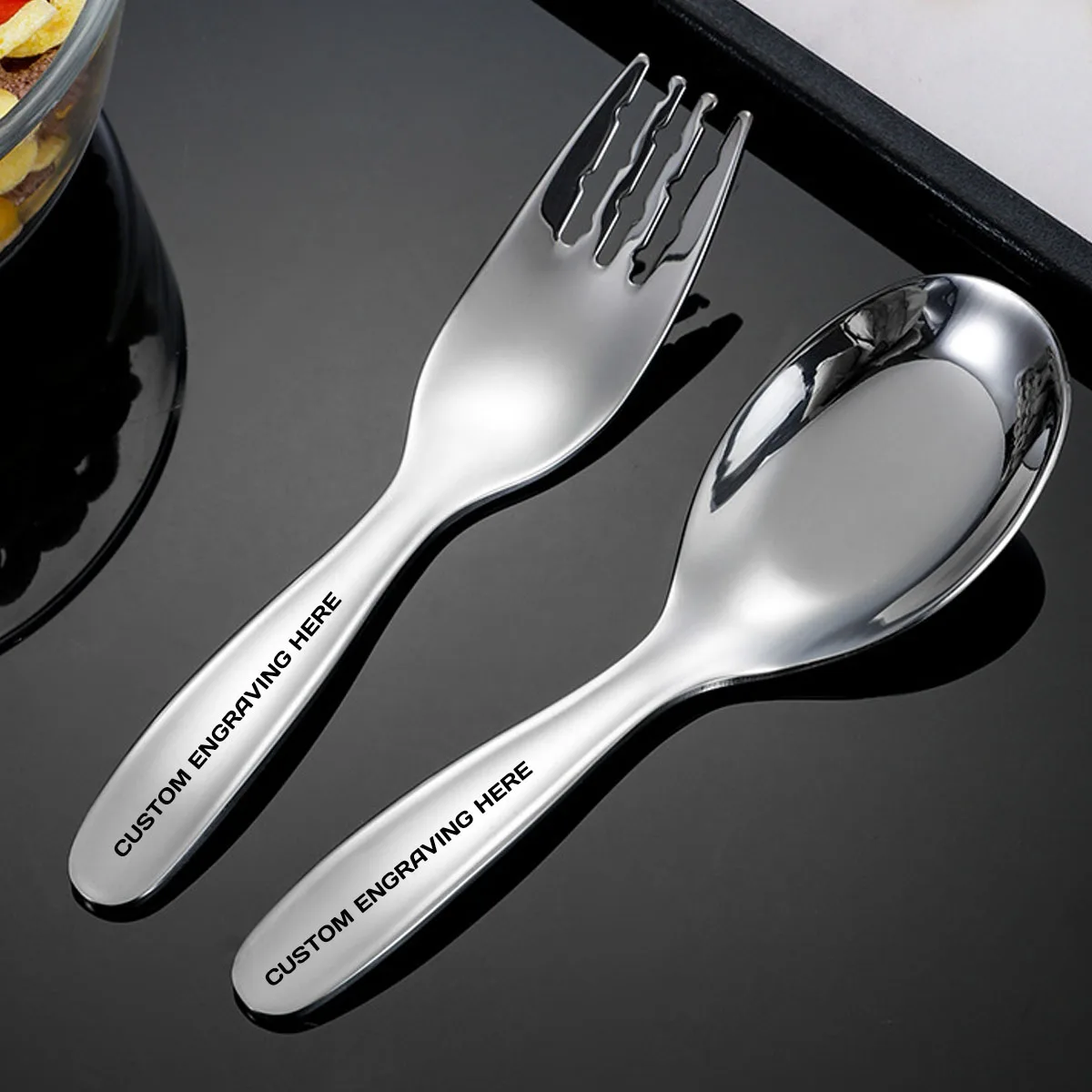 5 pcs Custom Spoon or Forks, Stainless Steel Coffee Spoons, Engraved Name Ice Cream Spoon, Anniversary Birthday Christmas Gifts