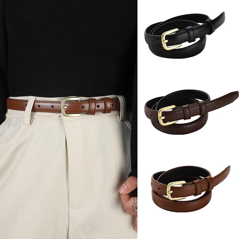 Damenmode-Gürtel, einfacher koreanischer Stil, modischer Hosengürtel für Damen, schlicht, schicker, schwarzer Gürtel.