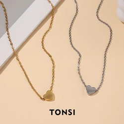 1 Piece Mini Heart Pendant Necklace For Women Girls Stainless Steel Classic Necklace Fashion Jewellery Birthday Gift
